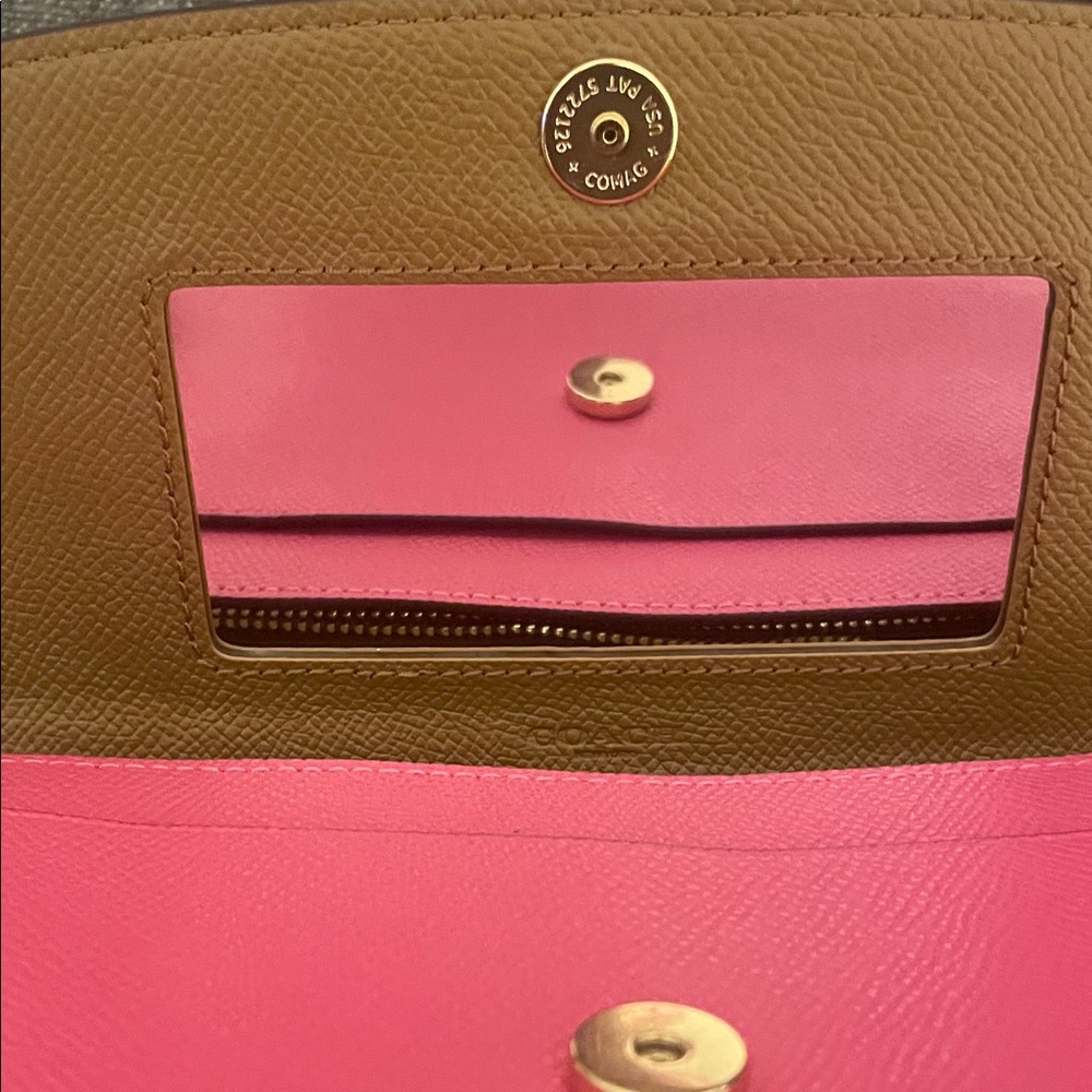 Coach Fuchsia Crossgrain Envelope Leather Crossbody/Wristlet - Picture 8 of 16